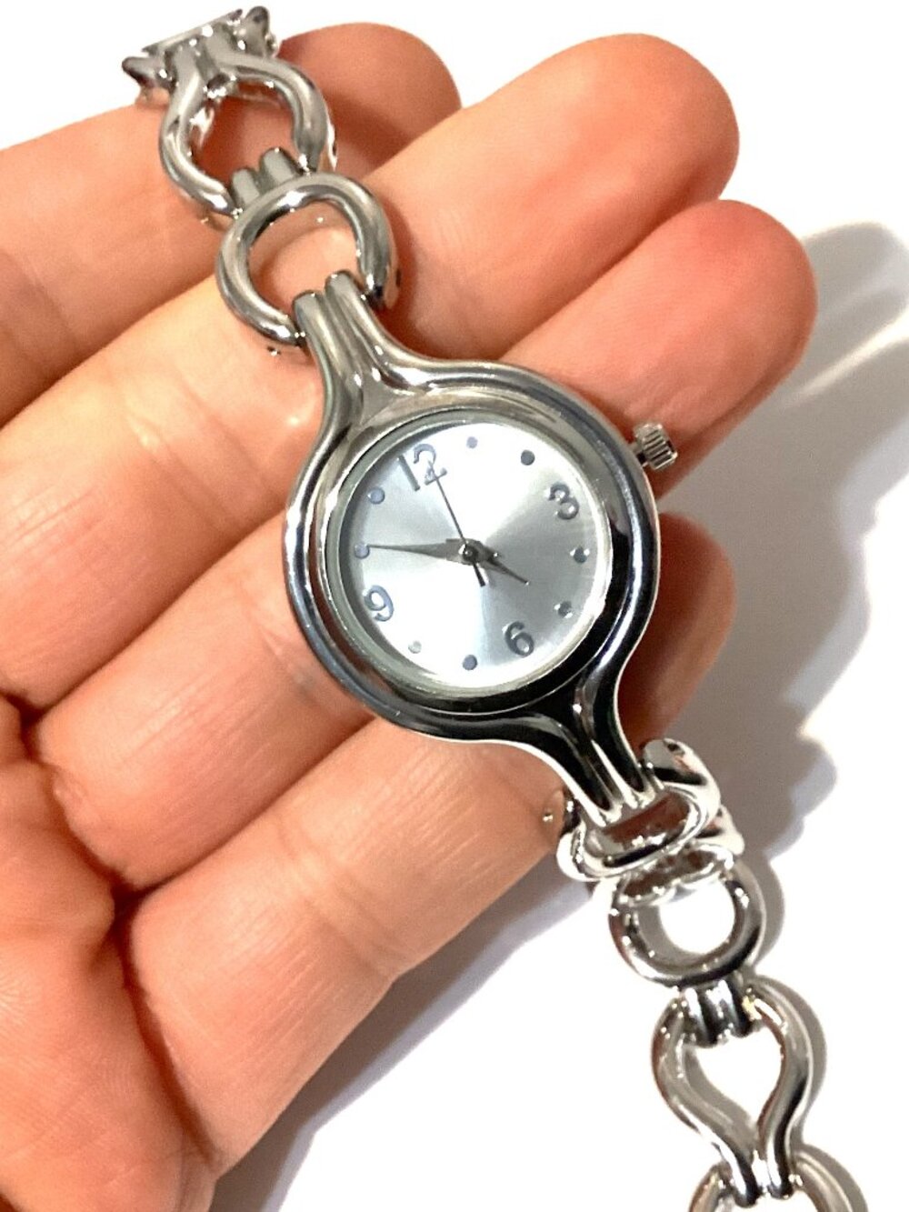 Chunky Silver Tone Women's Watch, Vintage Great Condition WORKS!